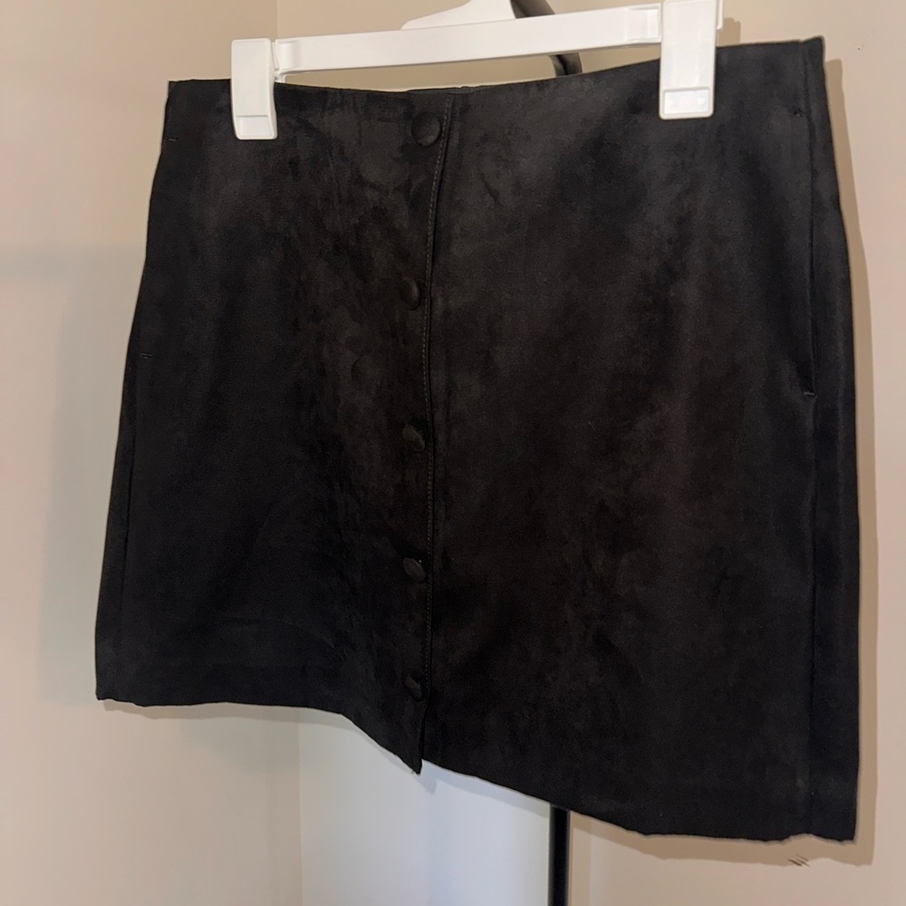 J. Crew Black Button Up Suede Mini Skirt